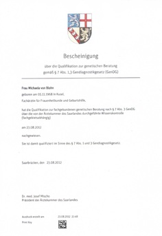 GenBeratung Zertifikat M. vonBlohn
