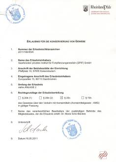 Erlaubnis Gewebegesetz                    SpIF-GmbH Kaiserslautern