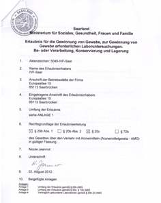 Erlaubnis Gewebegesetz                     IVF-SAAR Saarbrücken